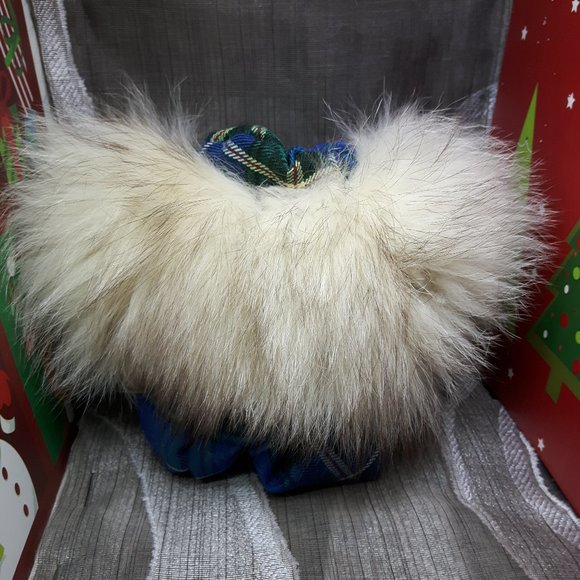 Tartan Teddy Bear Christmas Ornament - Genuine Fur - Fox - Picture 6 of 6